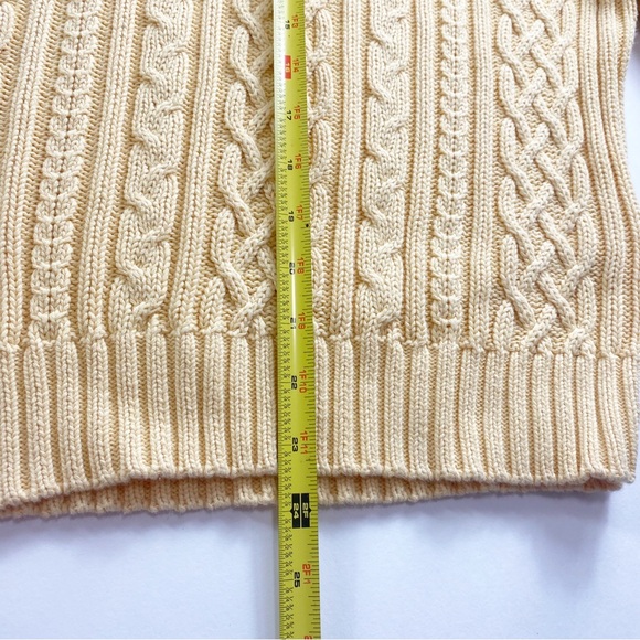 Wainscott Mustard Yellow Cableknit Cotton Sweater Size Large - Picture 7 of 9
